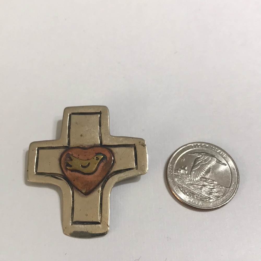 Vintage alpaca silver cross pin/pendant